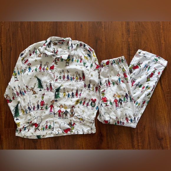 Pottery Barn Kids Grinch Dr. Seuss Who-ville Pajama Set - Size 14 - Picture 1 of 7